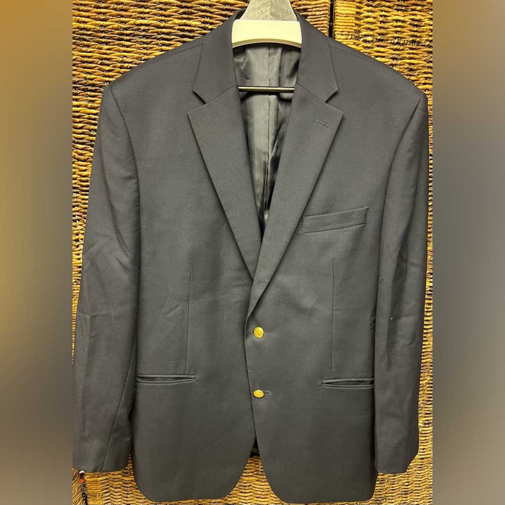 Chaps- 100% Wool - Classic Blue Men's Blazer, Size:44R, Gold color buttons